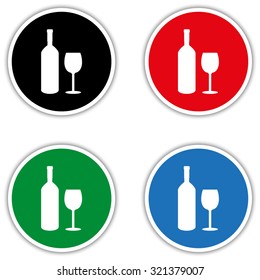 Bottle of wine and glass  - vector icon
