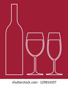 Bottle and Wine Glasses