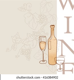 Bottle of wine and glass.vector