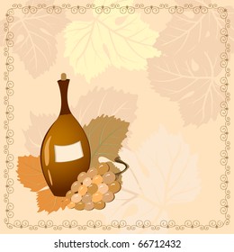 bottle of wine with grapes