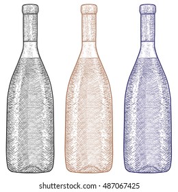 Bottle of wine. Hand drawn sketch. Vector illustration isolated on white background