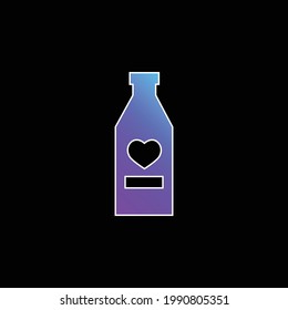 Botella de vino con icono vectorial de gradiente azul cardíaco