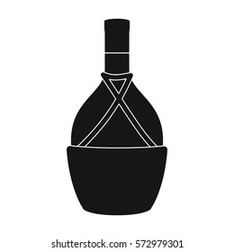 Bottle of wine icon in black style isolated on white background. Wine production symbol stock vector illustration.