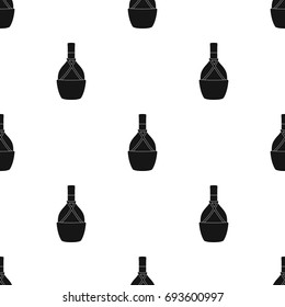 Bottle of wine icon in black style isolated on white background. Wine production symbol stock vector illustration.