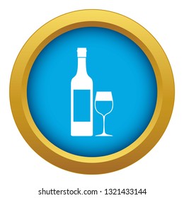 Bottle of wine icon blue vector isolated on white background for any design