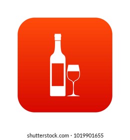 Bottle of wine icon digital red for any design isolated on white vector illustration
