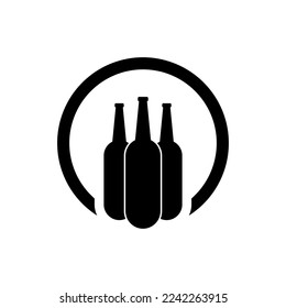 A bottle of wine icon logo black
