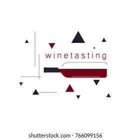 A bottle of wine. Icon, logo, symbol, sign. Illustration in modern style for winery, tasting, restaurant menu, wine list, store. Vector.