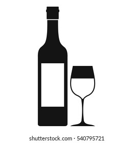 Bottle of wine icon. Simple illustration of bottle of wine vector icon for web