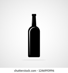 Bottle of wine icon. Vector illustration. Black silhouette of Bottle of wine