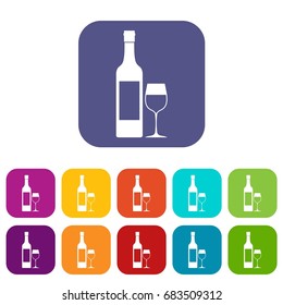 Bottle of wine icons set