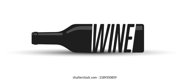 A bottle of wine. A wine bottle illustration template for a wine list, logo, sticker, brand or label. Icon for websites and applications. Flat style