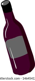 Bottle of wine, illustration, vector on white background.