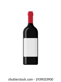 Bottle of wine isolated on white background. Vector illustration