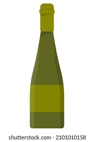 Bottle of wine isolated on white background. Flat vector illustration