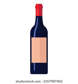 Bottle of wine isolated on white, vector illustration