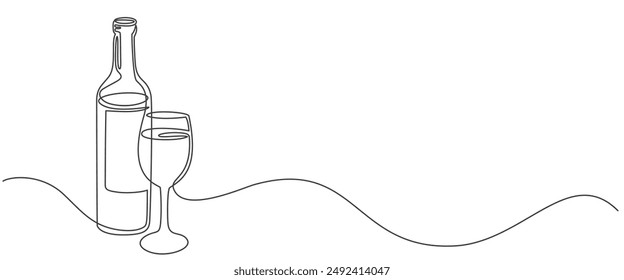 botella de vino línea arte estilo Ilustración vectorial