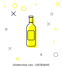 Bottle of wine line icon isolated on white background. Vector Illustration