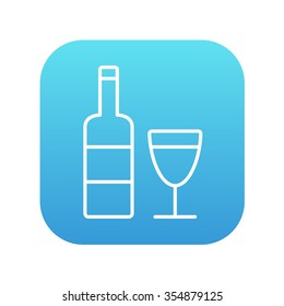Botella de icono de línea de vino para web, móvil e infografía. Icono de blanco vector en el cuadrado de gradiente azul con esquinas redondeadas aisladas en fondo blanco.