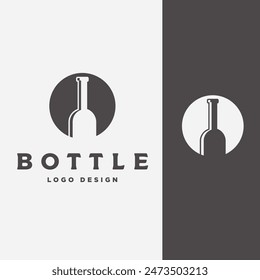 Bottle of Wine liquor silhouette rounded logo design simple inspiration