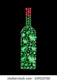 Bottle of wine made of gems