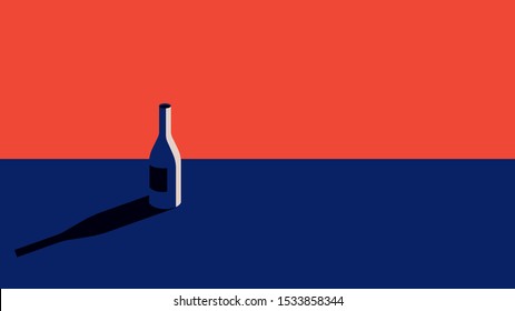A bottle of wine in a minimal style.