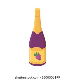 Bottle of wine on an isolated background. 

Vector illustration in a flat style

