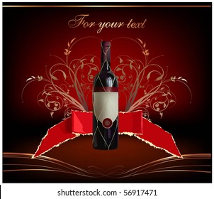  bottle of wine on a vintage background