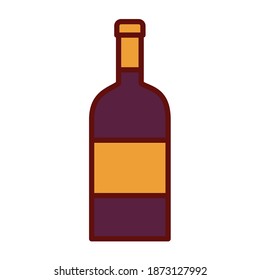 Flasche Wein auf weißem Hintergrund, Vektorgrafik-Design