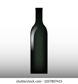 Bottle of wine on white and gray background, vector