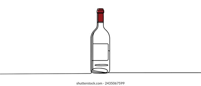 bottle of wine in one line. continuous single line drawing of wine.