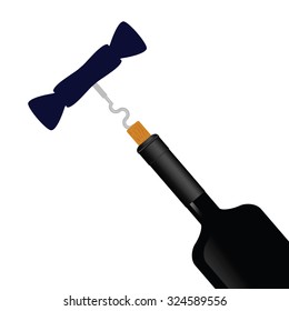 bottle of wine one vector silhouette illustration