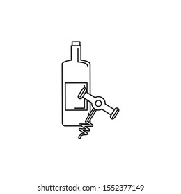 Bottle and wine opener design, bar alcohol drink beverage restaurant and celebration theme Vector illustration