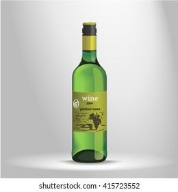 A bottle of wine. Wine photorealistic image on a white background. bottle of wine with reflections and refractions of light. wine bottle image resembling a 3d rendering. Clean lines Vector