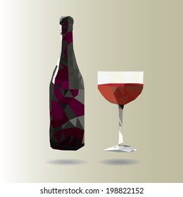 bottle of wine red geometric concept design