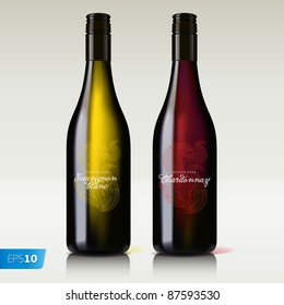 Bottle Of Wine Red And White Vector Eps10 Image