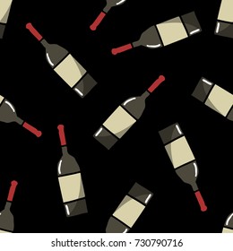 bottle of wine seamless doodle pattern