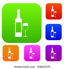 Bottle of wine set icon in different colors isolated vector illustration. Premium collection