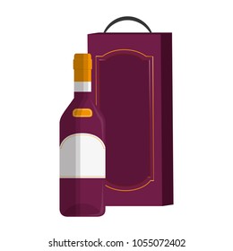 bottle wine with shopping bag object