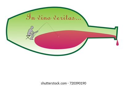 a bottle of wine and a trapper of truth / truth in the wine of the logo / truth in wine - "in vino veritas"