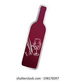 Bottle of wine with unusual design. Vector illustration isolated on white background