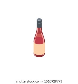 A bottle of wine vector 3d isometric, color web icons set, new flat style. Creative illustration design, idea for infographics.