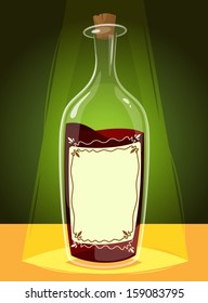 Bottle of wine. Vector illustration. 