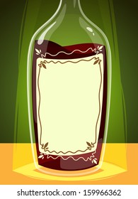 Bottle of wine. Vector illustration. 