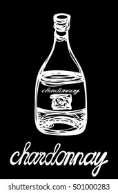 Bottle of wine. Vector illustration for design menus, recipes and packages product.