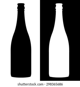 Bottle of wine. Vector Illustration isolated on white and black background.