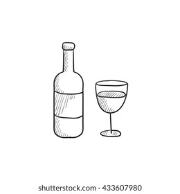 Bottle of wine vector sketch icon isolated on background. Hand drawn Bottle of wine icon. Bottle of wine sketch icon for infographic, website or app.
