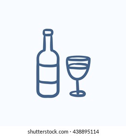 Bottle of wine vector sketch icon isolated on background. Hand drawn Bottle of wine icon. Bottle of wine sketch icon for infographic, website or app.