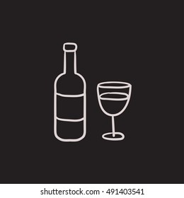 Bottle of wine vector sketch icon isolated on background. Hand drawn Bottle of wine icon. Bottle of wine sketch icon for infographic, website or app.