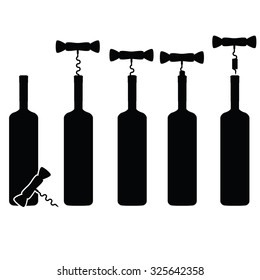 bottle of wine vineyard vector silhouette